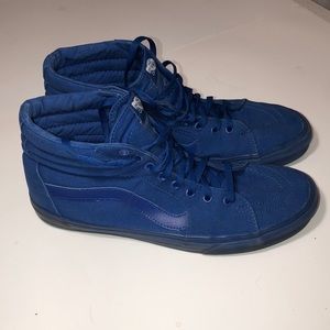 Vans Sk8-Hi Shoes with unique rich monochrome Royal Blue color - Mens Size 12